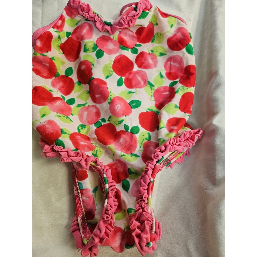 Koala Kids Baby Girls Apple Print Ruffle One Piece Swimsuit Pink Red 12M